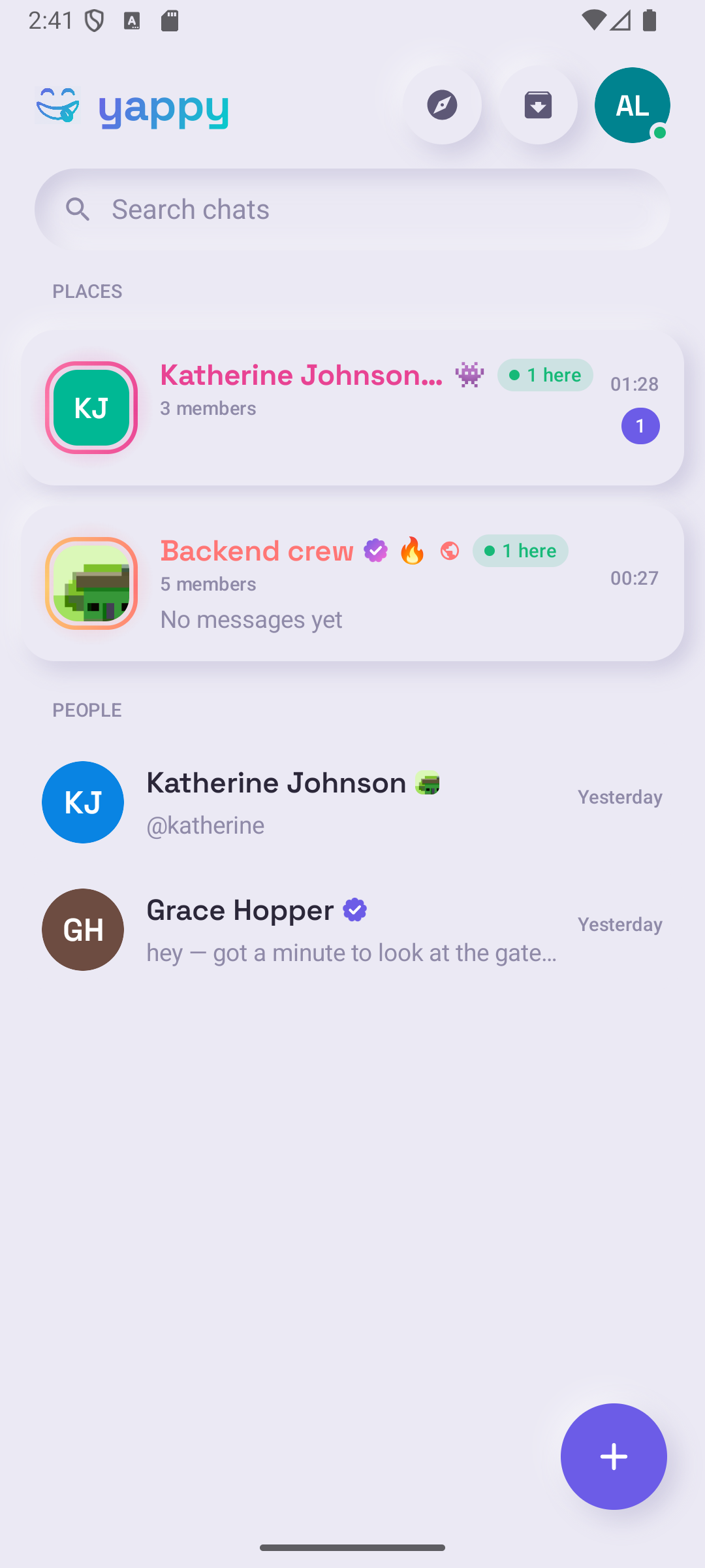 The conversation list